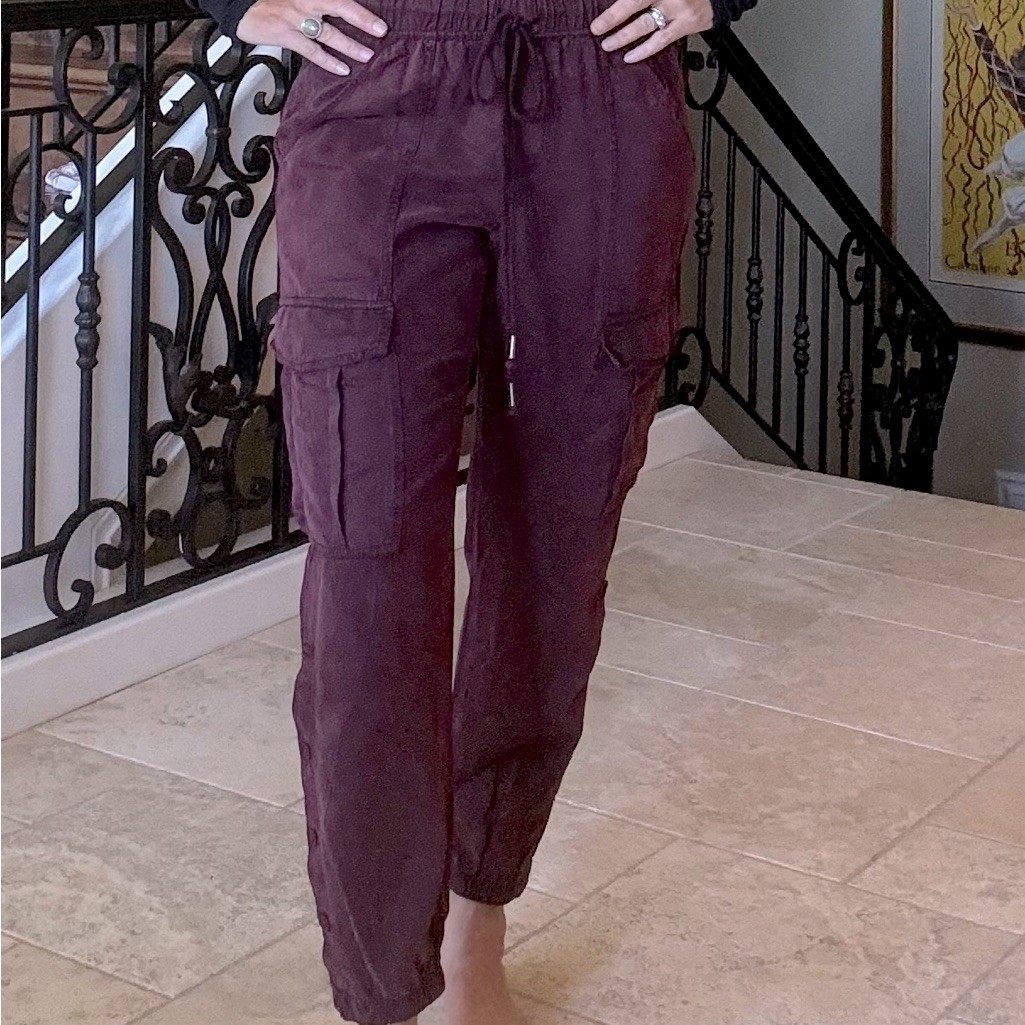 Yfb Young Broke Fabulous Tencel Pinot Noir Cargo Jogger Pants Size S